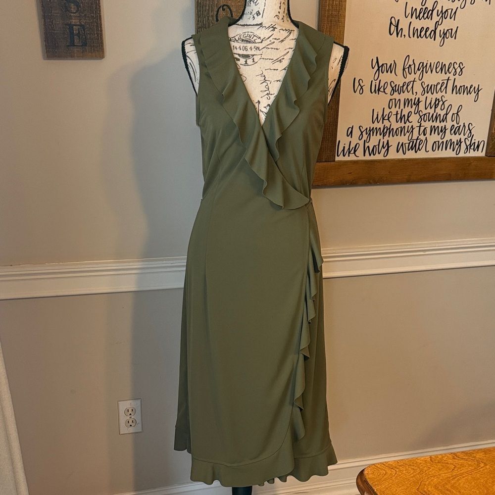 J. Crew Olive Midi Wrap Dress